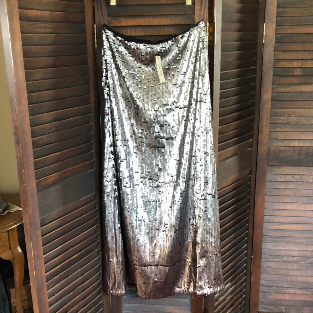 NWT Ariat silver sequence on black long skirt.